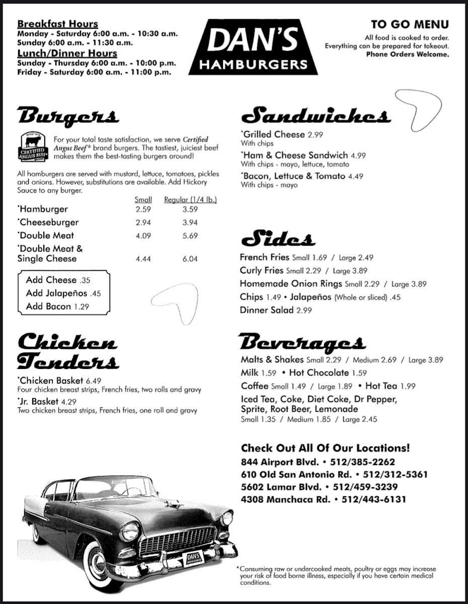 Dan's Hamburgers Menu - Image 6